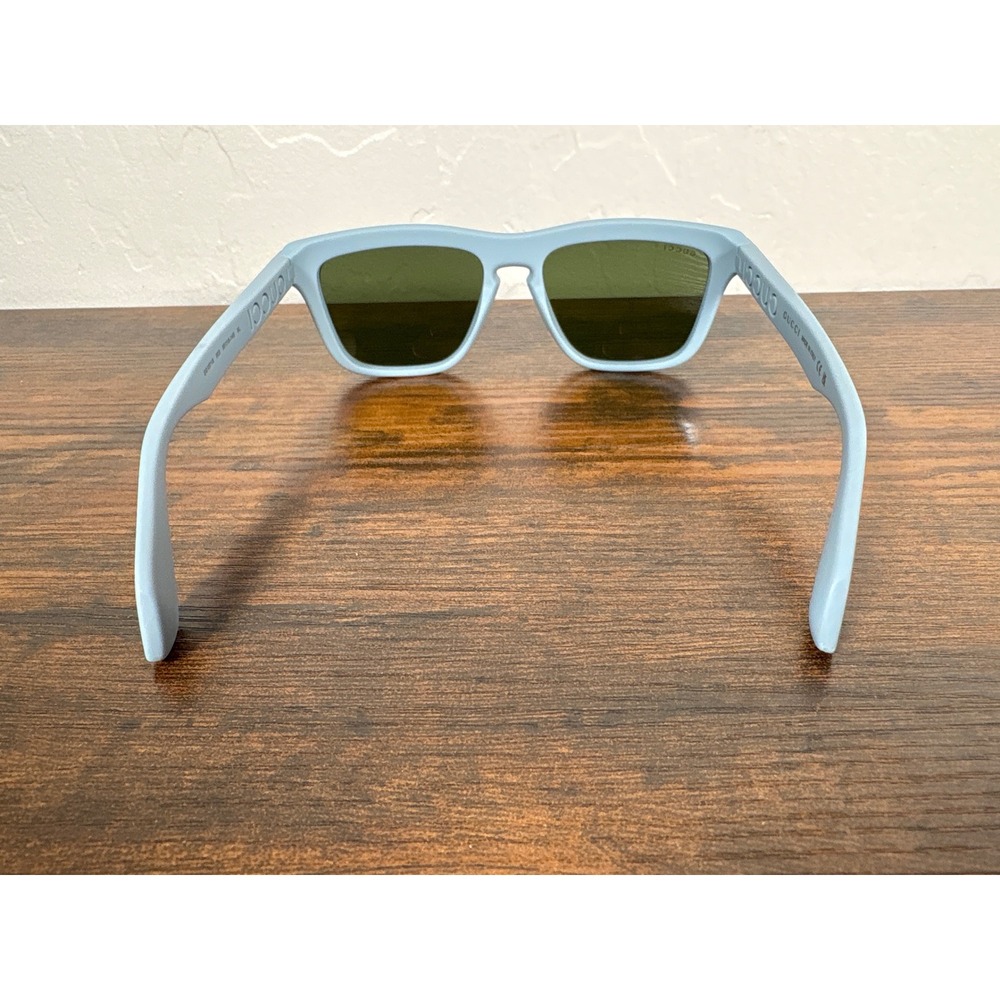 Gucci GG1571S 003 Light Blue Rectangular Sunglasses Cutout Logo XL Made in Italy - Picture 6 of 10